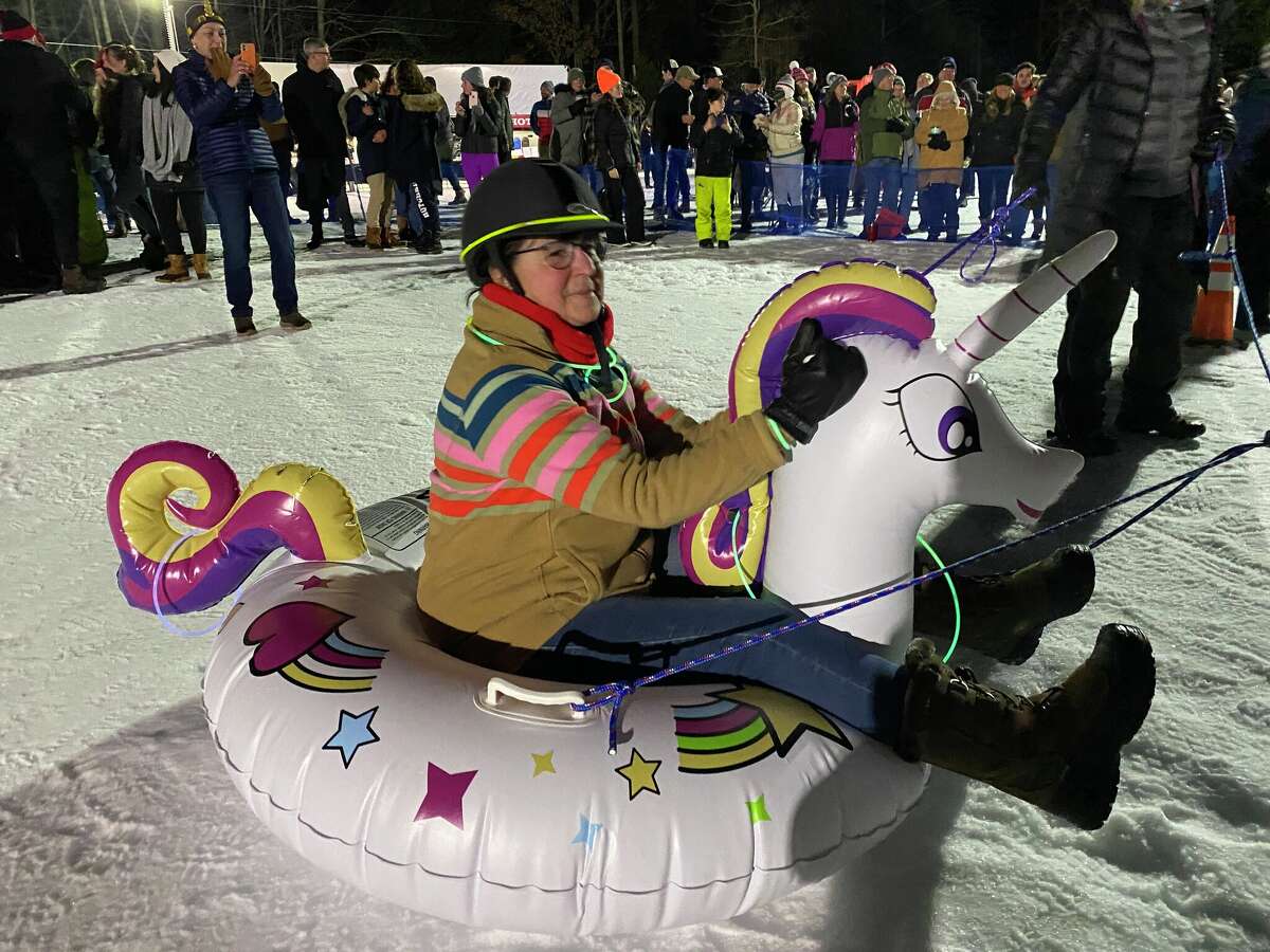 Jumpfest, a weekend of ski competition and family activities, returns to Satre Hill in Salisbury the weekend of Feb. 3-5. Part of the fun is the Human Dog Sled Race on Friday night. 