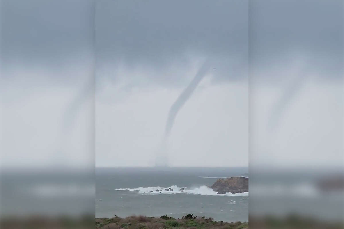 A waterspout is an intense, “ghostly spiral” that can reach 60 mph winds. This one was filmed off the coast of Sonoma County.