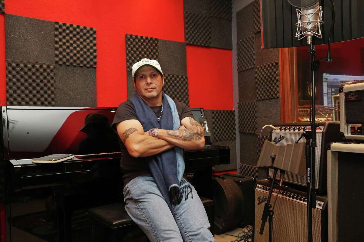 Former Texas State Rep. Poncho Nevárez at AudioRec Productions, a recording studio in Piedras Negras, Mexico, Tuesday, Dec. 20, 2022. Nevárez hit a staggering new low when in 2019 he accidentally dropped an envelope full of cocaine baggies while at the Austin airport, the undeniable physical proof of an addiction problem that had been festering for months. Three years later, he's managed to take back control of his life. He's clean, he's back to practicing law, and he's even embarked on a music career that's been a healthy outlet for expressing his feelings about his journey to recovery. He is recording the songs with studio owner and fellow musician, Reginaldo Sanchez Gonzalez.