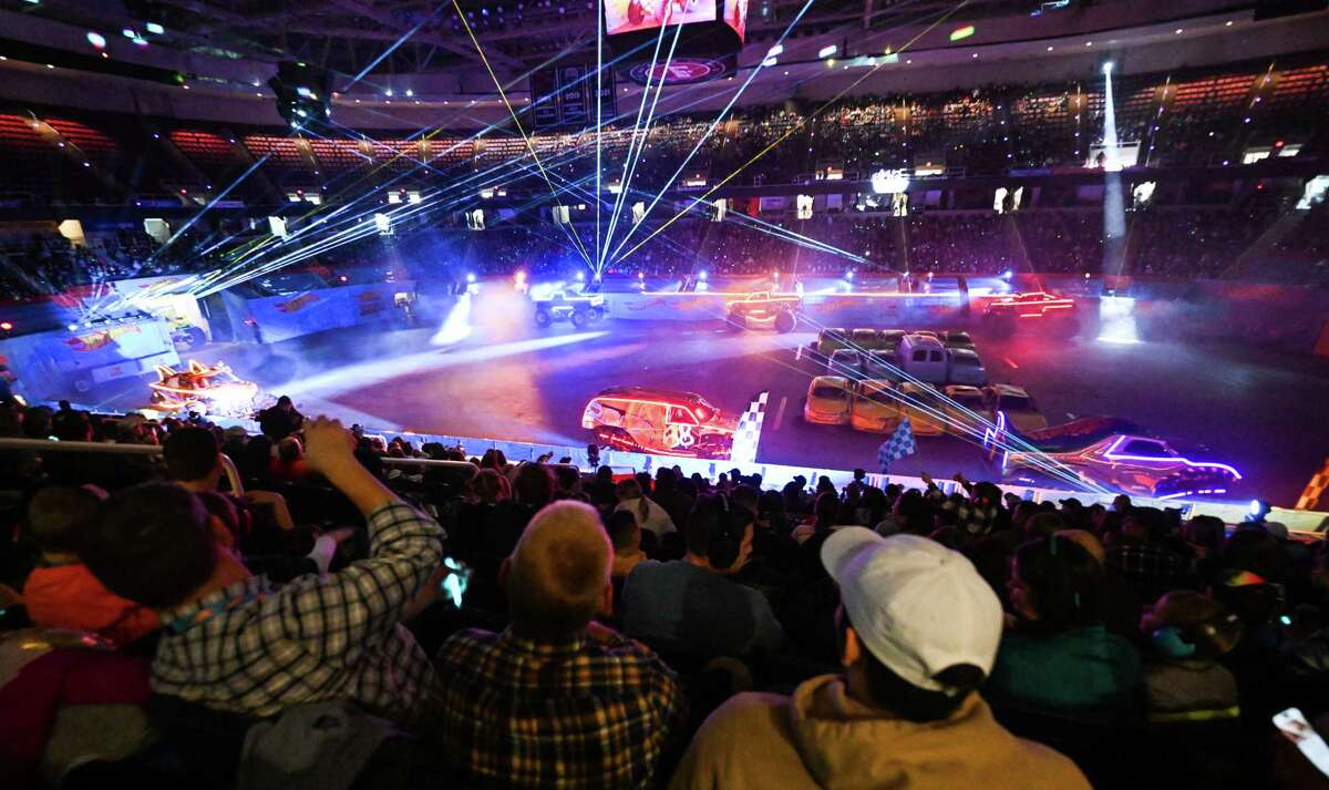 A laser show and a fog machine helped set the stage at the Hot Wheels Monster Trucks Live Glow Party held at the MVP Arena in Albany, NY on Saturday, January 14, 2023.