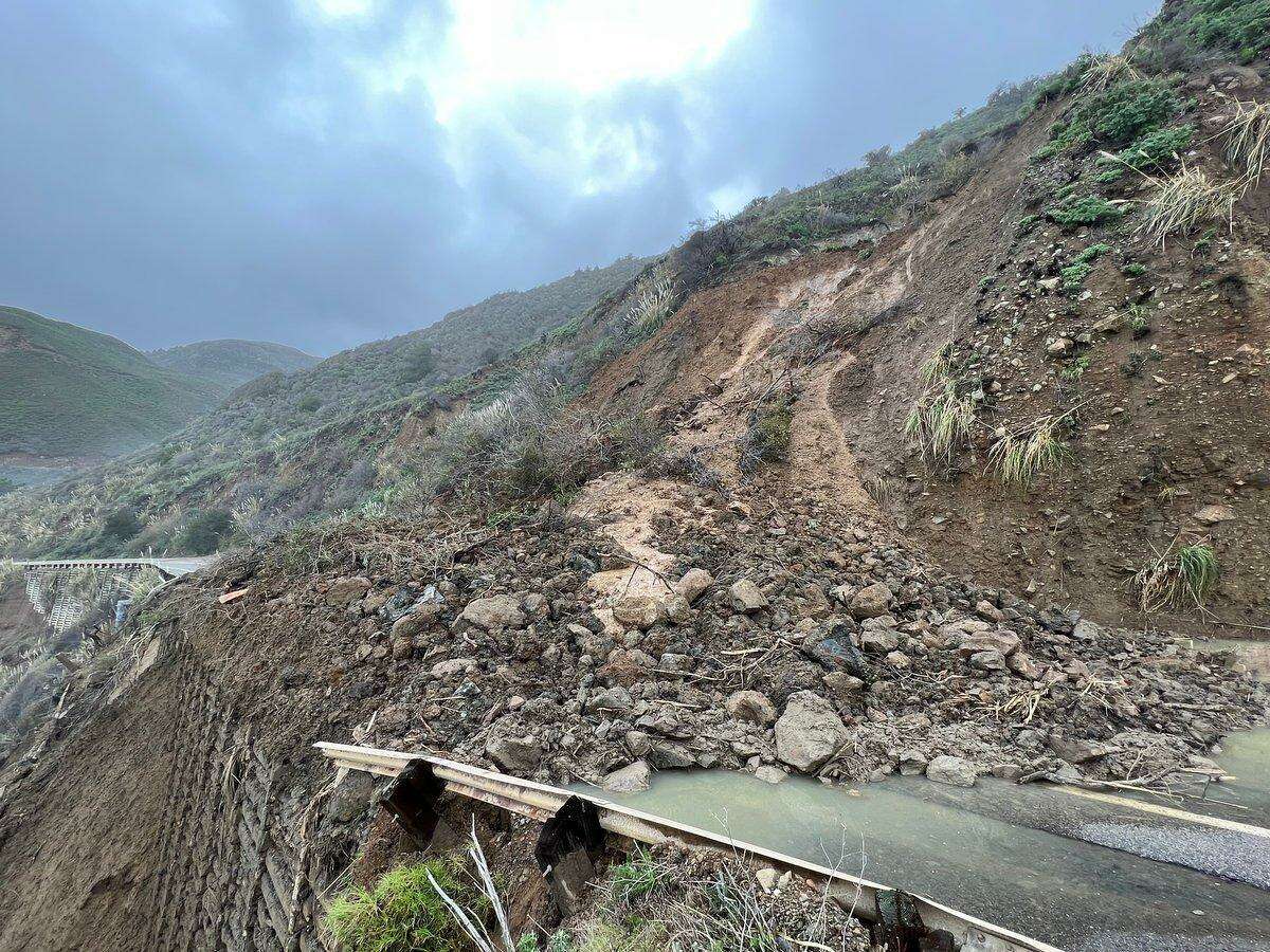 Sodden world  led to a stone  descent  that blocked Highway 1 conscionable  southbound  of Mill Creek, Caltrans said.