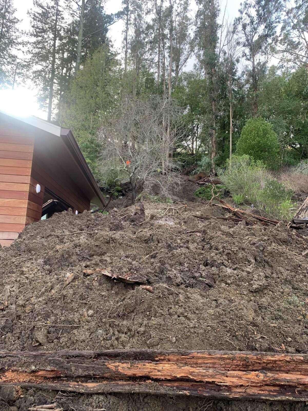 A mudslide tore into a home in the Berkeley Hills early Monday.