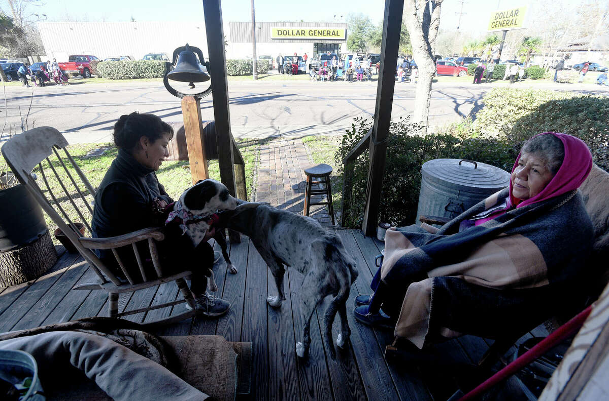 Inez Alvidres awaits the Martin Luther King, Jr., parade while taking in the event at friend Homer Pillsbury's house on Highland Avenue Saturday. Photo made Saturday, January 14, 2023 Kim Brent/Beaumont Enterprise