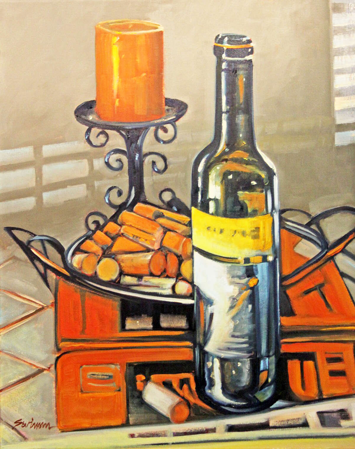 Spectrum Art Gallery of Centerbrook will present "The Unique Still Life," new artwork by established and emerging artists from throughout Connecticut, the tri-state area and New England. Shown here is "Still Life with Shiraz," by Tom Swimm.
