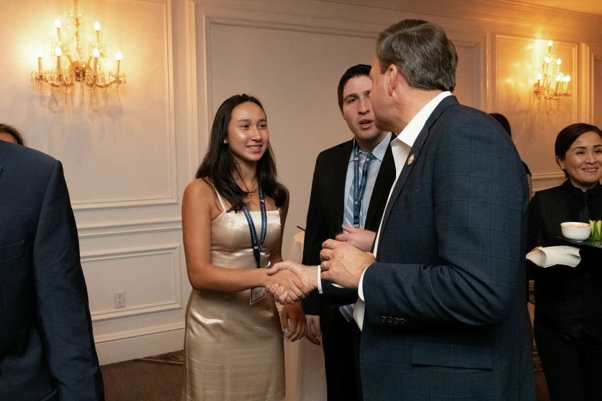 Paloma Dudas took first place in the essay contest sponsored by the William F. Buckley Jr. Program and got a chance to meet New Hampshire  Gov. Chris Sununu.