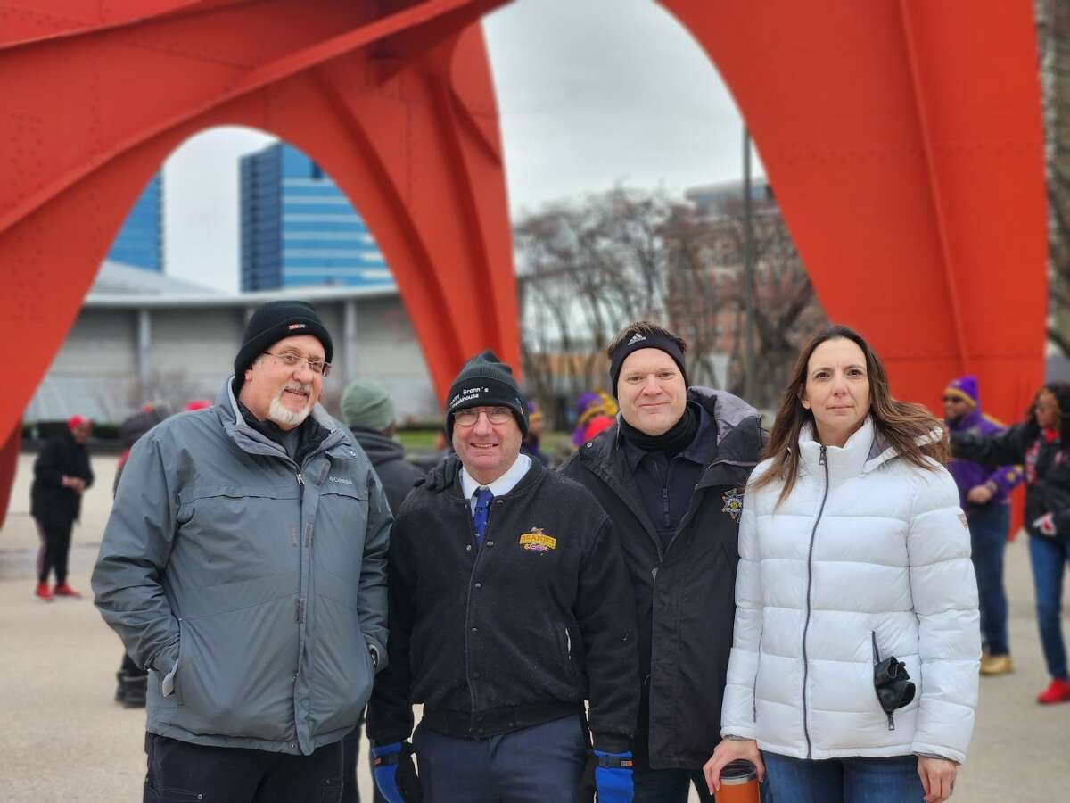 Lake County Sheriff Rich Martin, Undersheriff Mark Pietras and Sgt. Lino Johnson participate in the MLK march in Grand Rapids honoring Martin Luther King, Jr.