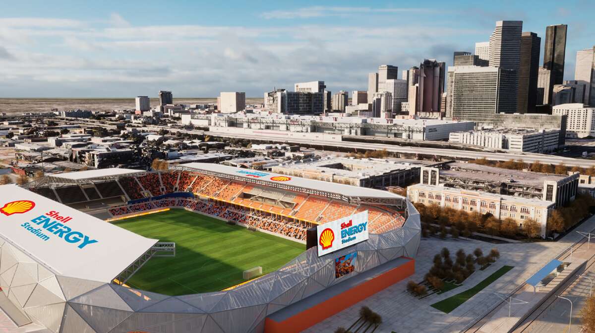 A rendering of the signage that will be displayed at the renamed Shell Energy Stadium, the home of the Houston Dynamo and Houston Dash.