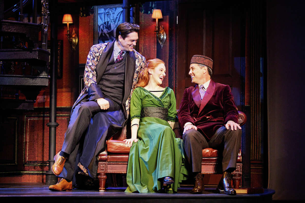 From left, Jonathan Grunert plays Professor Henry Higgins, Madeline Powell, Eliza Doolittle, and John Adkison, Colonel Pickering  in the Palace Theater's staging of "My Fair Lady" in Waterbury through Jan. 26.