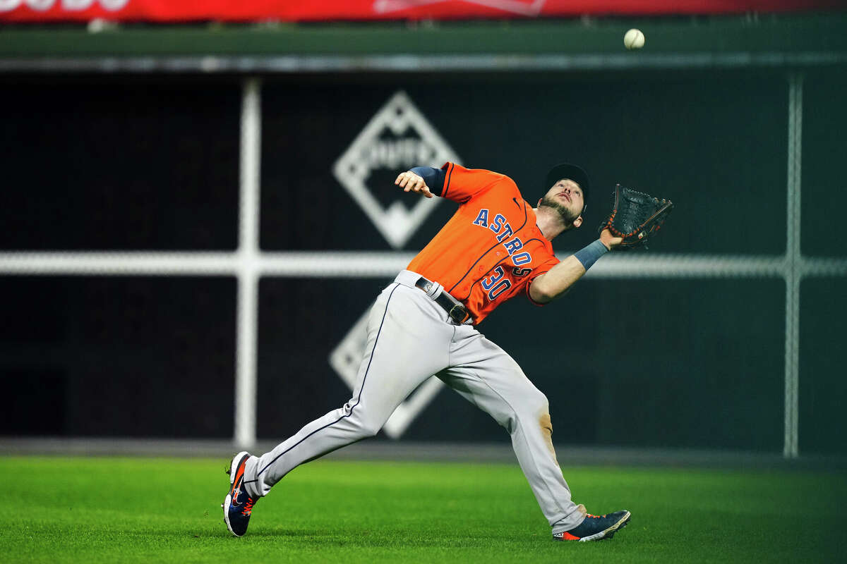 Kyle Tucker #30 of the Houston Astros gets out in the ninth inning during Game 4 of the 2022 World Series between the Houston Astros and the Philadelphia Phillies at Citizens Bank Park in Philadelphia, Pennsylvania, Wednesday, November 2, 2022. caught.