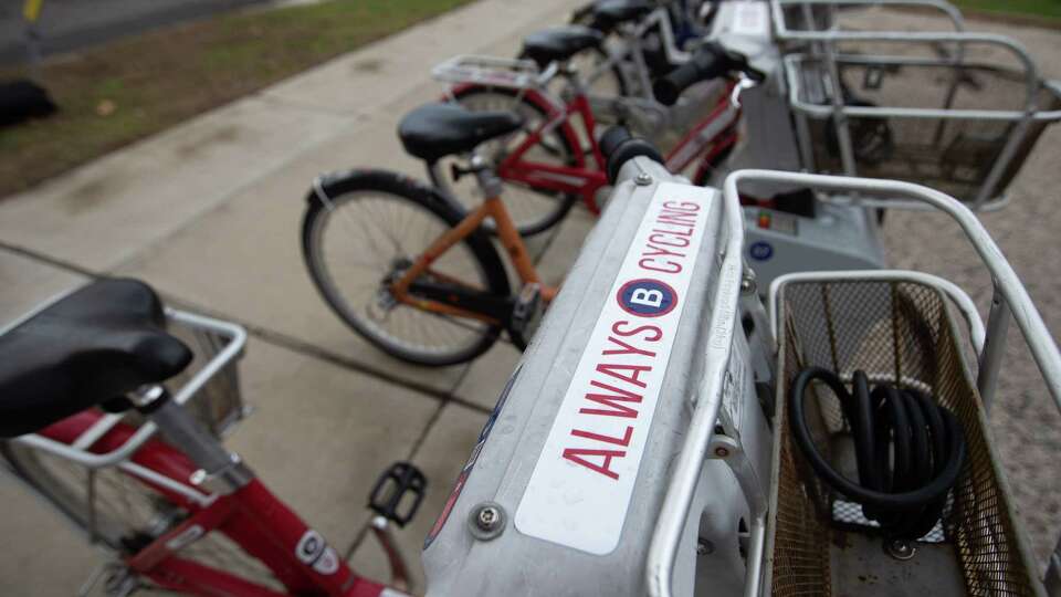 A B-Cycle station at Sawyer Yards is photographed Wednesday, Jan. 18, 2023, in Houston.