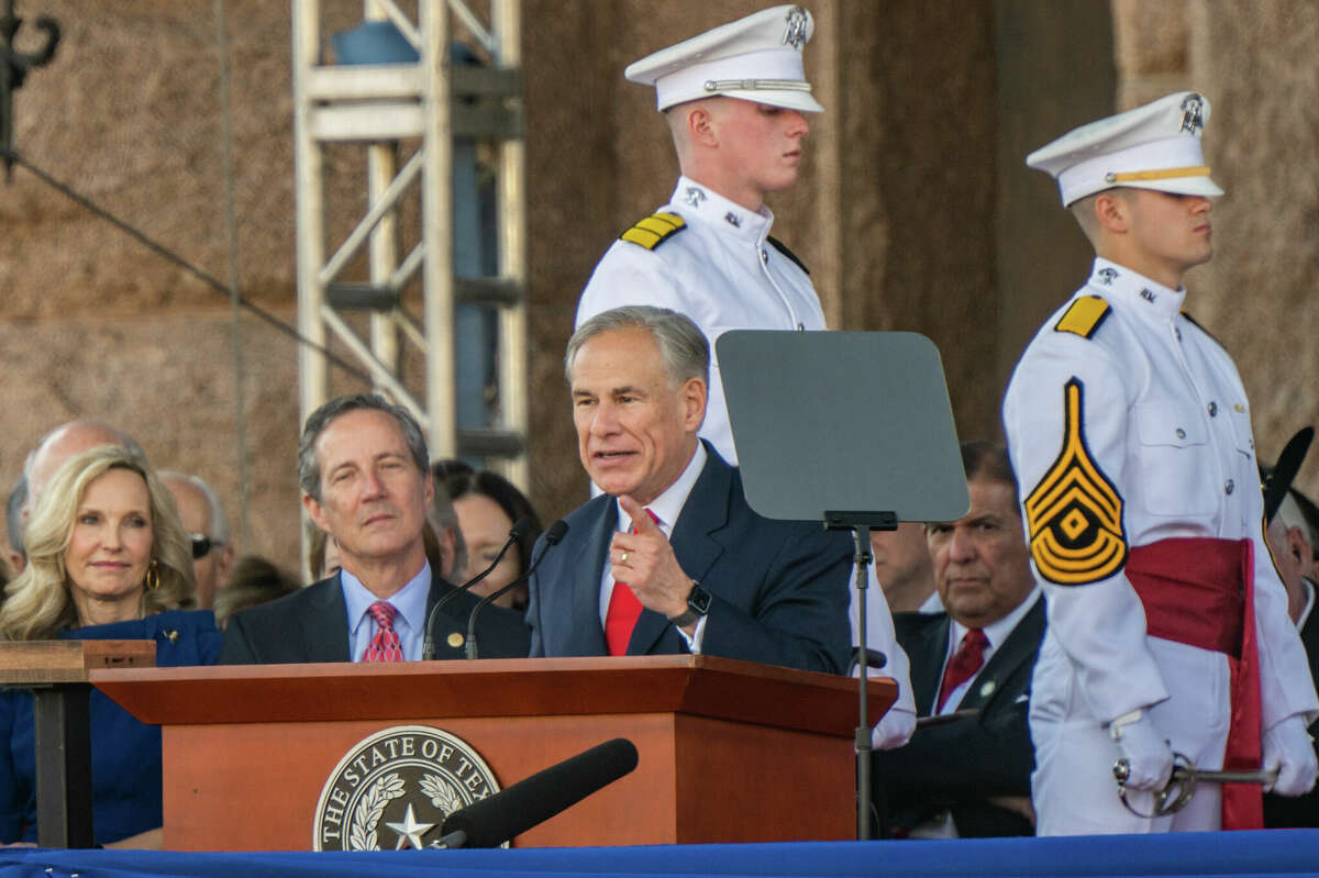 AUSTIN, TEXAS - JANUARY 17: Texas Gov. Greg Abbott speaks during his inauguration ceremony at the Texas State Capitol on January 17, 2023 in Austin, Texas. (Photo by Brandon Bell/Getty Images)