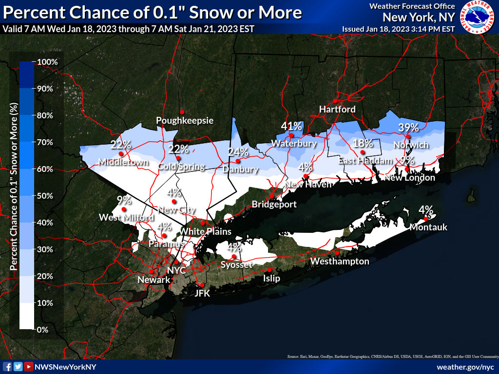 Up to three inches of snow expected for northern CT, NWS says