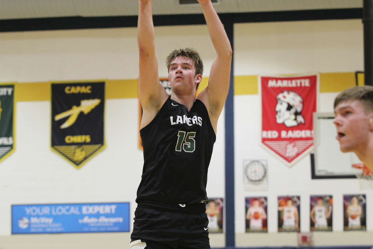 Laker's Hunter Krohn on a free throw against Bad Axe. The Lakers host Cass City in the Tribune's Game of the Week.