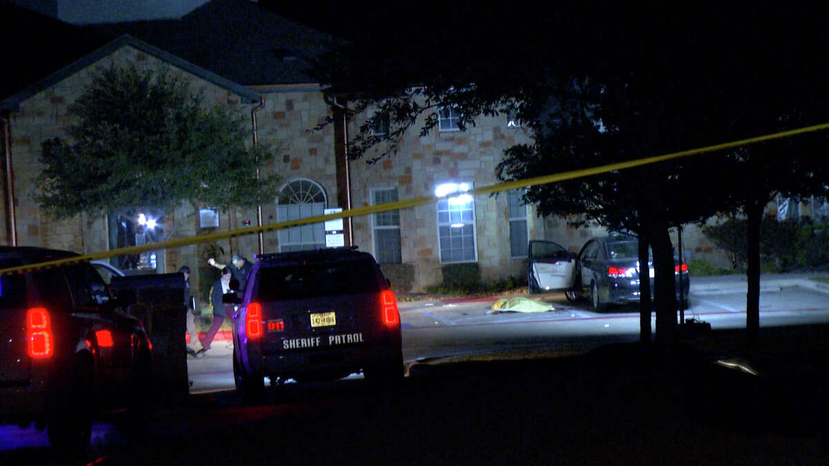 Two men were shot and killed outside the Villages of Briggs Ranch apartment complex on Jan. 19, 2023.