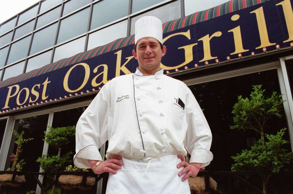 Post Oak Grill chef Polo Becerra in front his well known Houston restaurant in 2002, the year he took over the business.