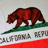 The California state flag, depicting Monarch the bear