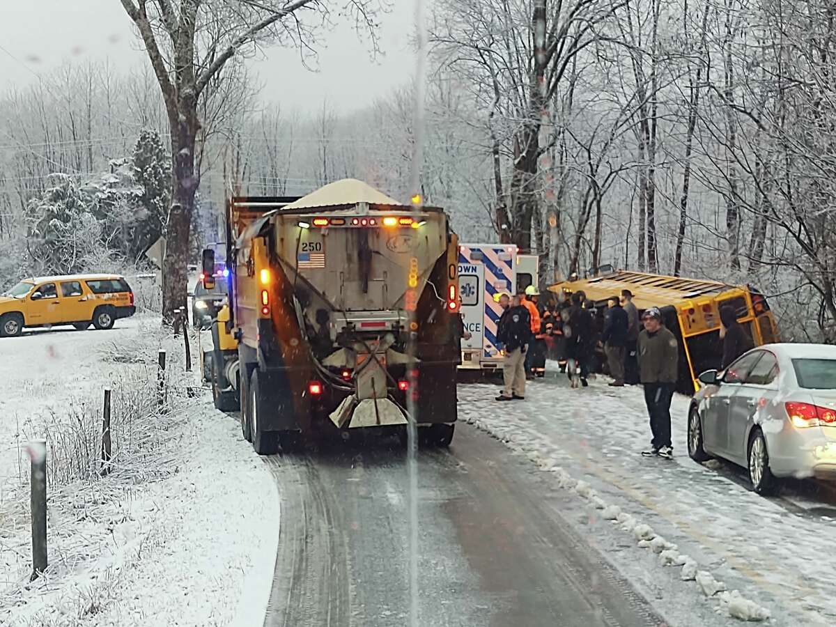 Child taken to hospital after school bus rolls in Rensselaer County
