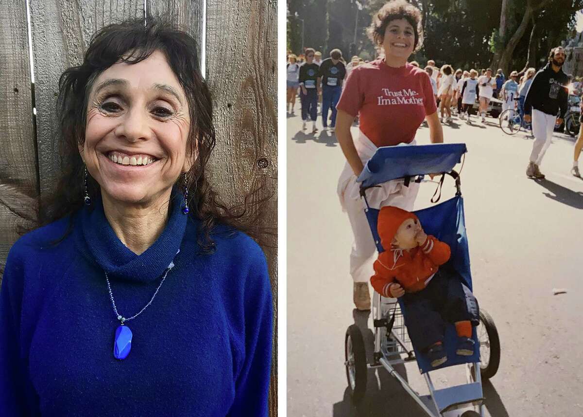 (左)旧金山居民贝丝·路易斯·艾布拉姆斯，她于2023年1月在金门公园去世。(右)贝丝·路易斯·艾布拉姆斯推着婴儿车推着她的儿子达里奥。