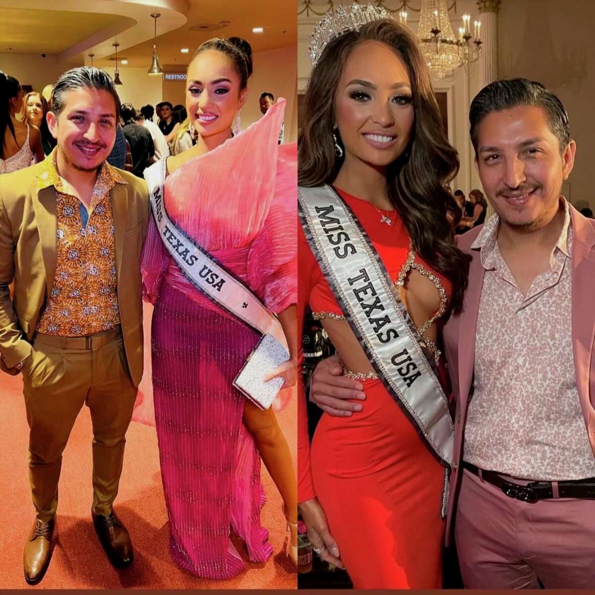 Saul Gonzalez, director of Laredo pageants and also a recruiter for the Texas Miss Teen USA and Miss Texas USA pageant in Laredo with new Miss Universe R'Bonney Gabriel when she was still Miss Texas. 