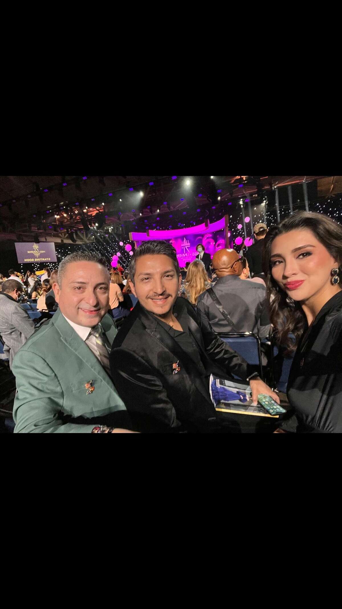 Laredo Pageant Production Directors Roel Gonzalez (left) and Saul Gonzalez (right) and Former Miss Teen Laredo Elba Mendoza (right) attending the Miss Universe Pageant.