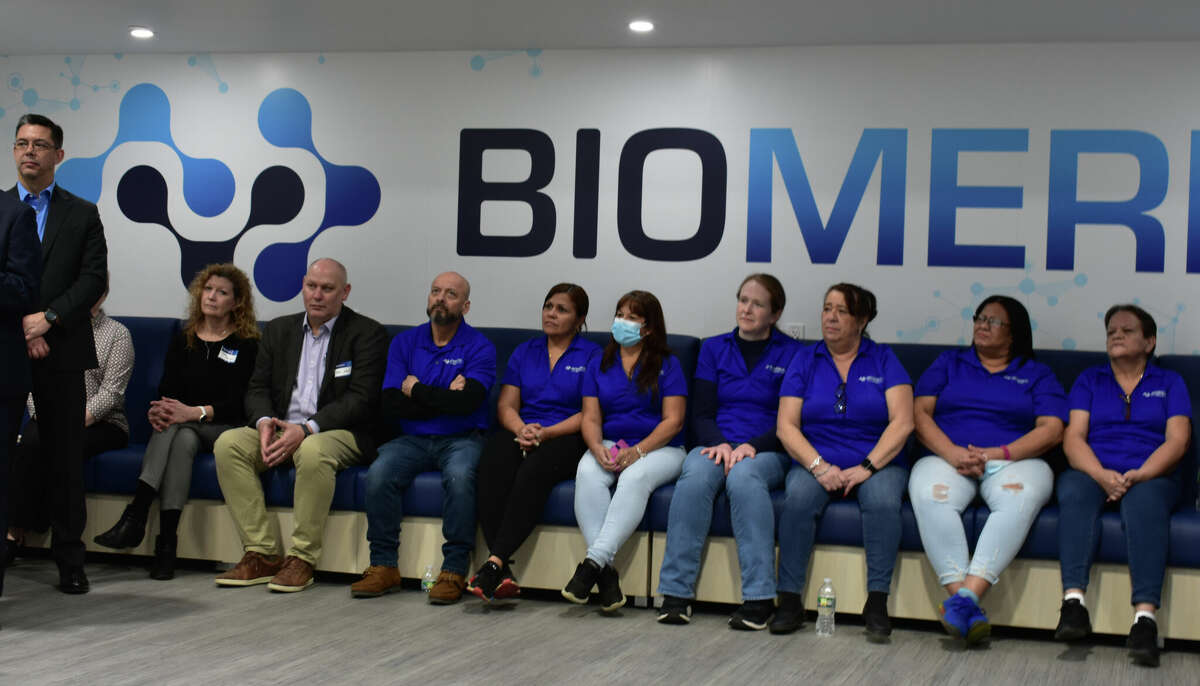 Biomerics employees at the company's Main Street manufacturing plant in Monroe, Conn., on Friday, Jan. 20, 2023.