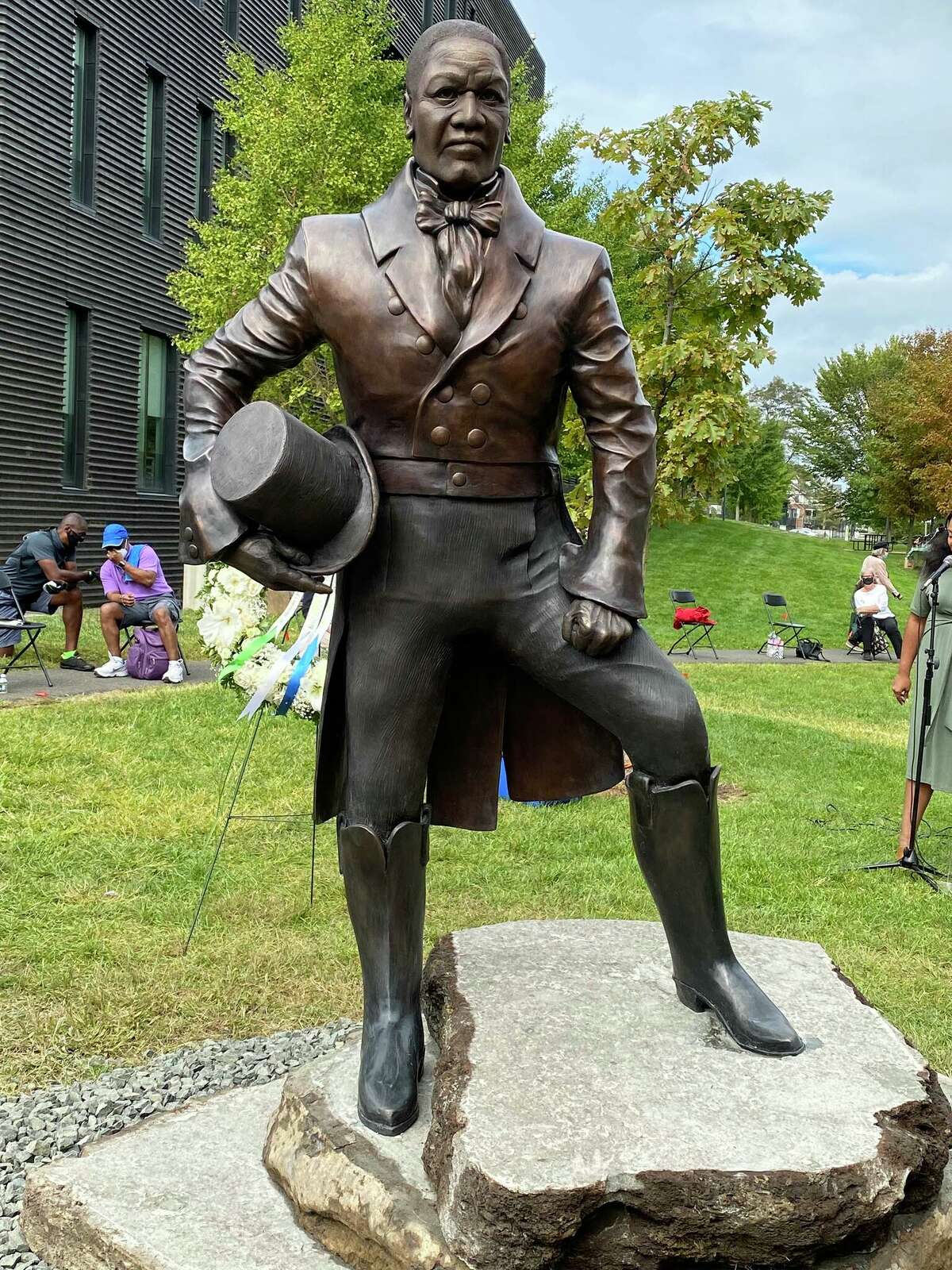 Statue of William Lanson, 19th century Black entrepreneur, was unveiled along Farmington Canal on Sept. 26, 2020
