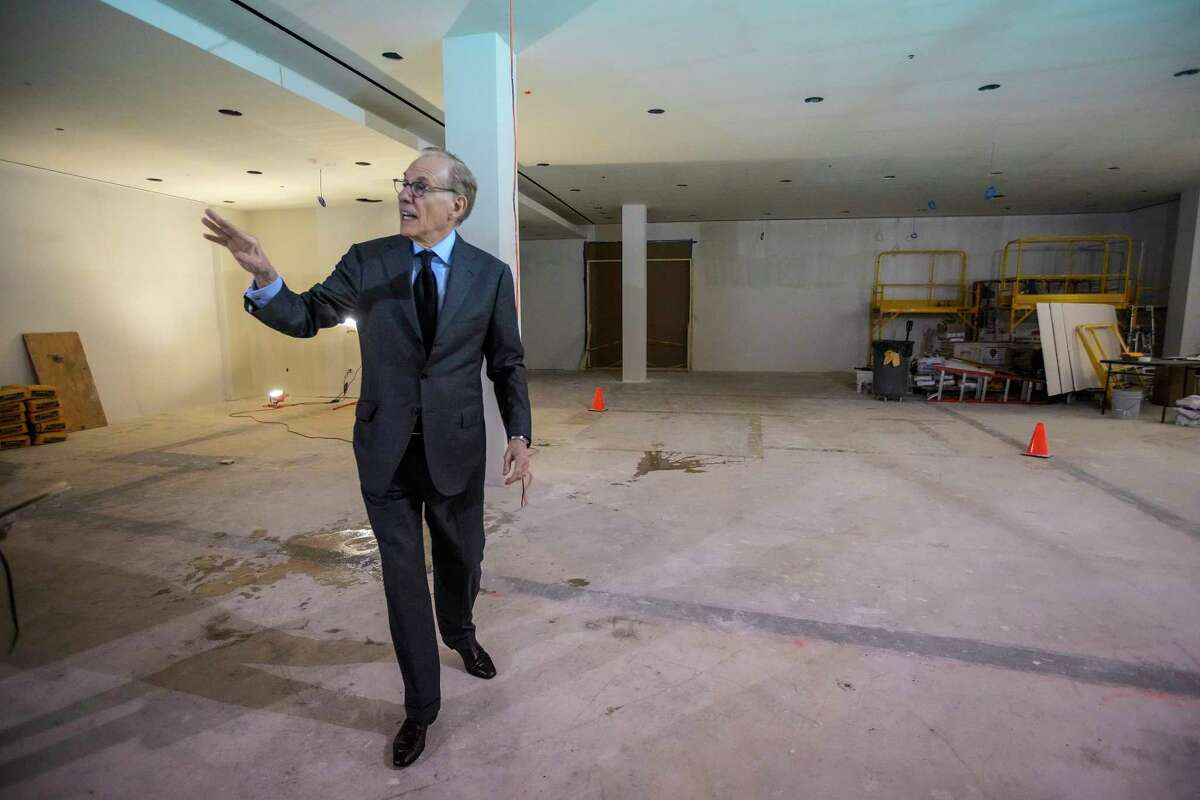 Gary Tinterow, MFAH director and Margaret Alkek Williams Chair, walks into the space for the new, permanent Art of the Islamic Worlds galleries.