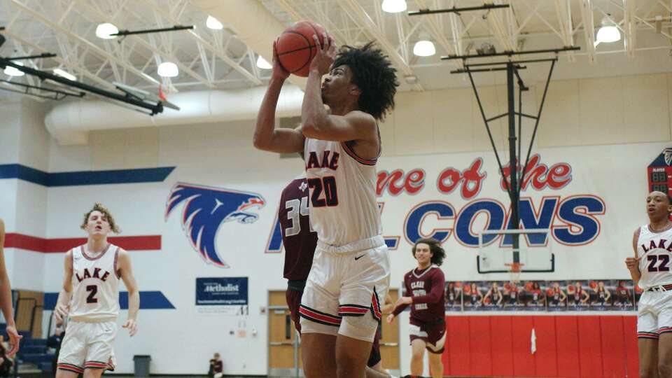 Clear Lake's Jerrick Guidry (20) puts up a shot against Clear Creek Friday, Jan. 20, 2023 at Clear Lake High School.