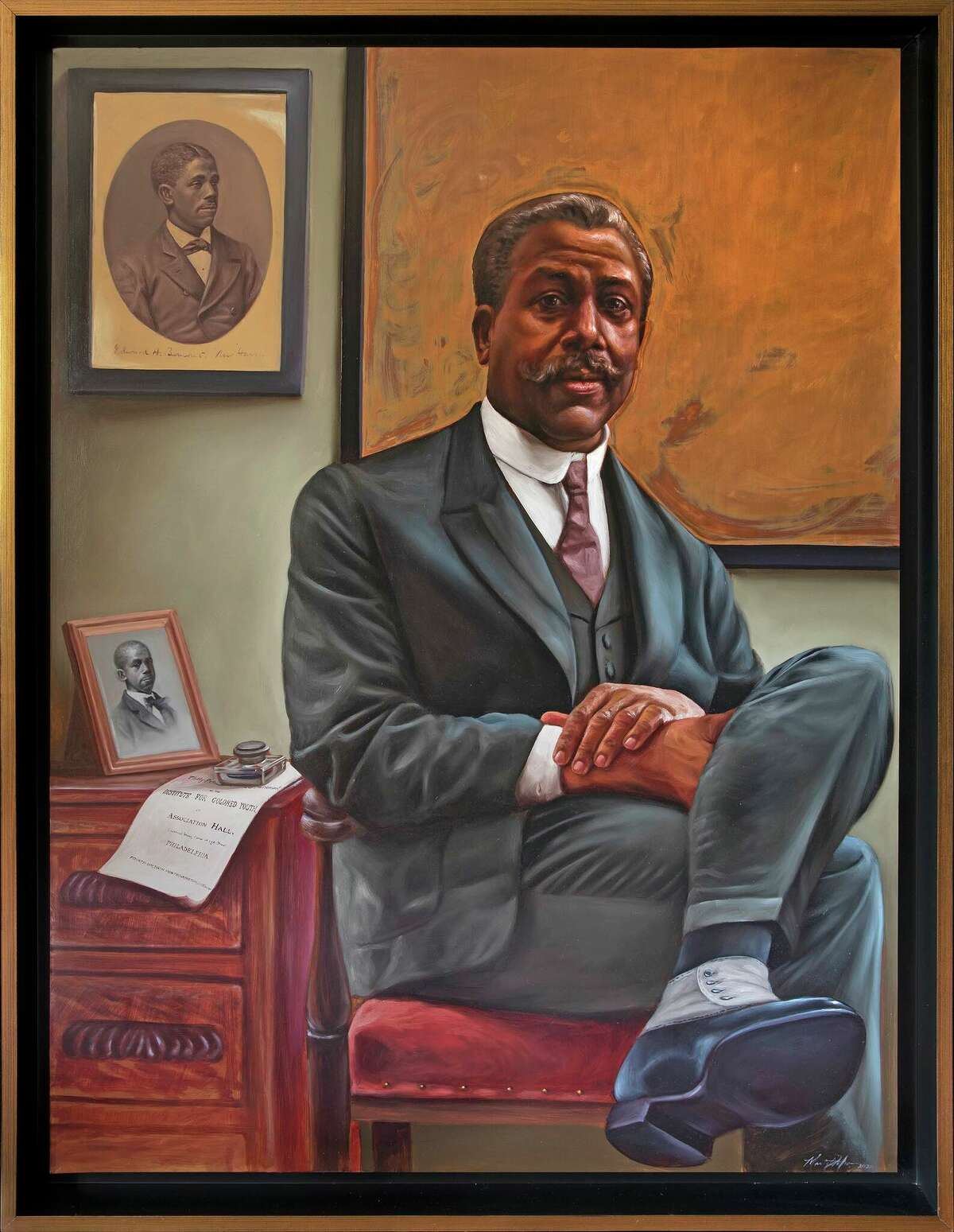 A new portrait of Edward Bouchet by artist Mario Moore was unveiled at Yale’s Saybrook College in fall 2020.