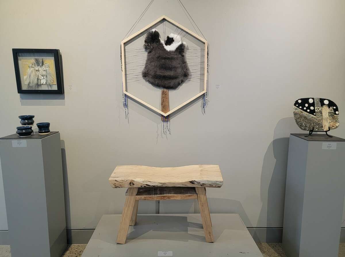 Unique combinations of furniture, fiber photography and sculpture are on exhibit at the Oliver Art Center through Feb. 12. 