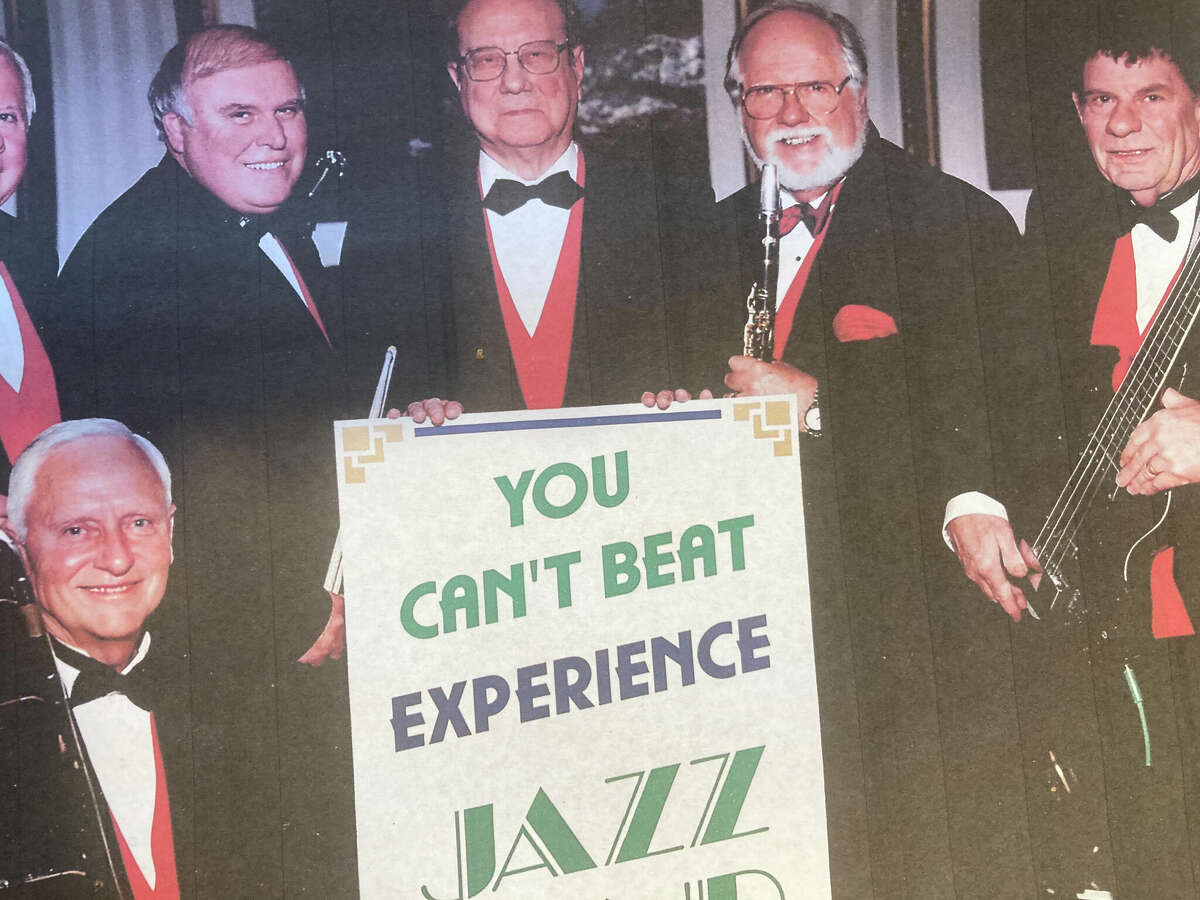 Bud Shultz, second from right, of Godfrey, with his You Can't Beat Experience Jazz Band several years ago. Some of those pictured have since passed. Shultz will be retiring the YCBE band this year after their final Mardi Gras concert in February at Lewis and Clark Community College. 