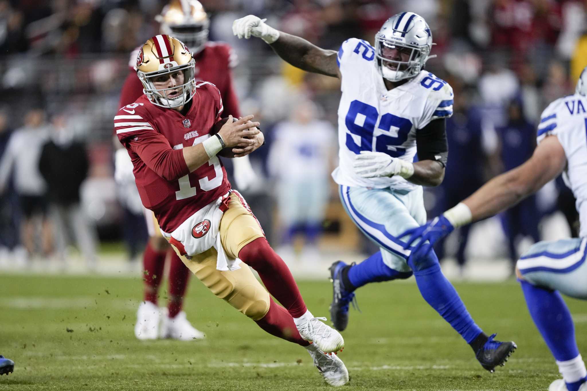 Dallas Cowboys cornerback Trevon Diggs (7) warms up before an NFL  divisional playoff football game against the San Francisco 49ers in Santa  Clara, Calif., Sunday, Jan. 22, 2023. (AP Photo/Godofredo A. Vásquez