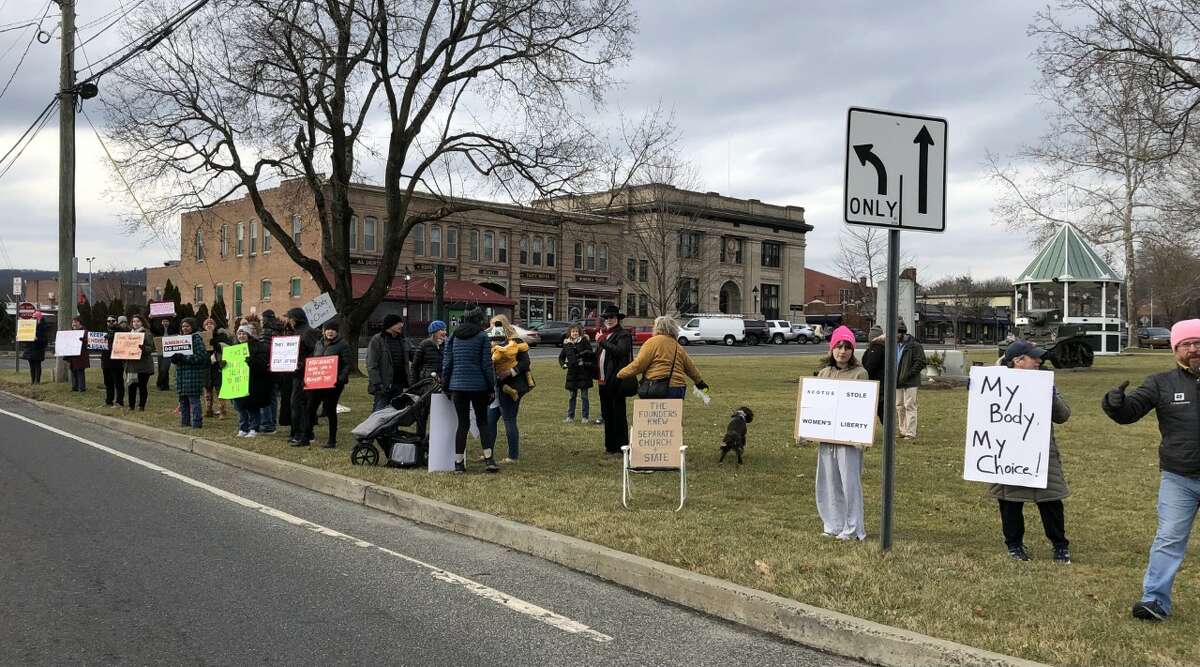 About 40 people participate in Sunday's abortion-rights rally in New Milford.