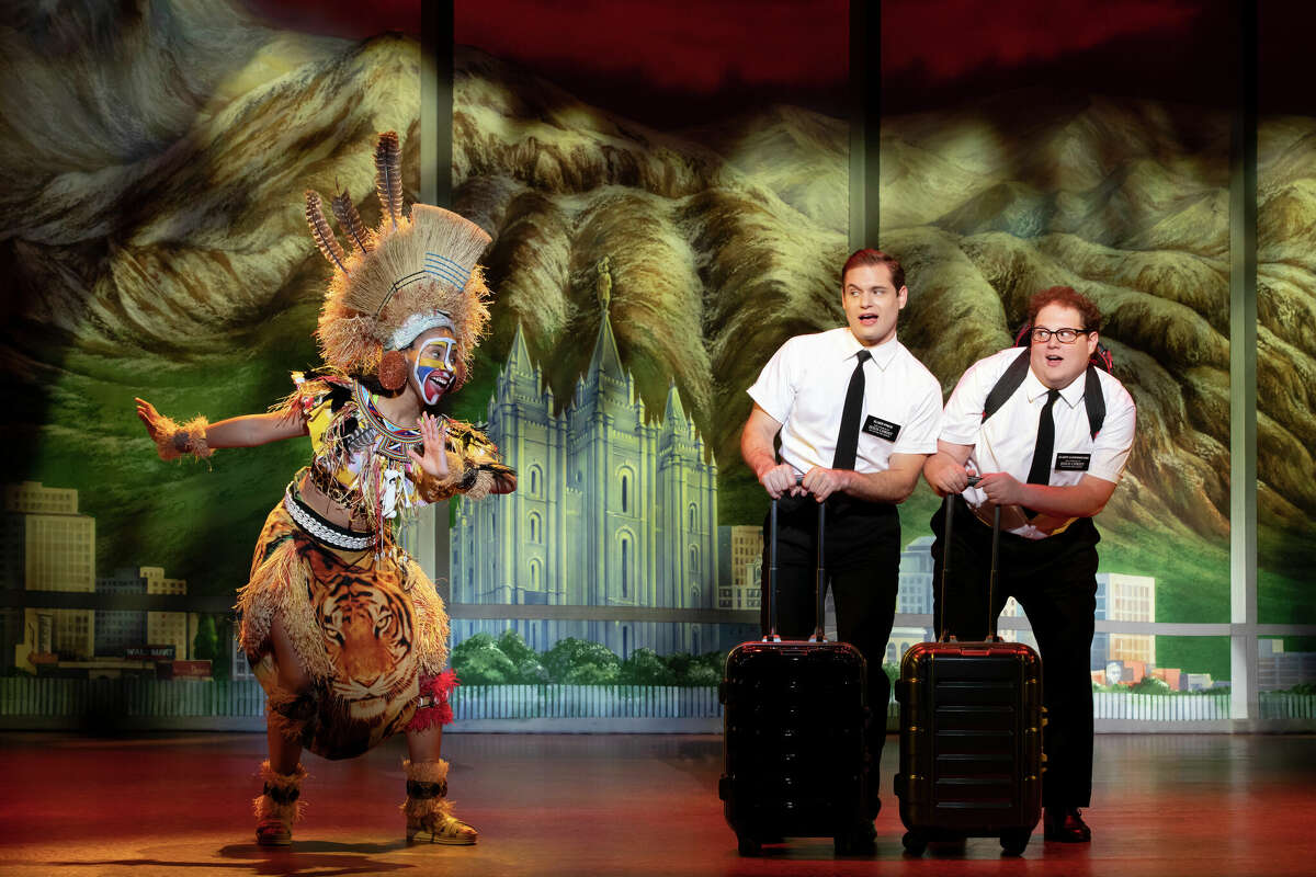 Trinity Posey, Sam McLellan, and Sam Nackman in The Book of Mormon North American tour.