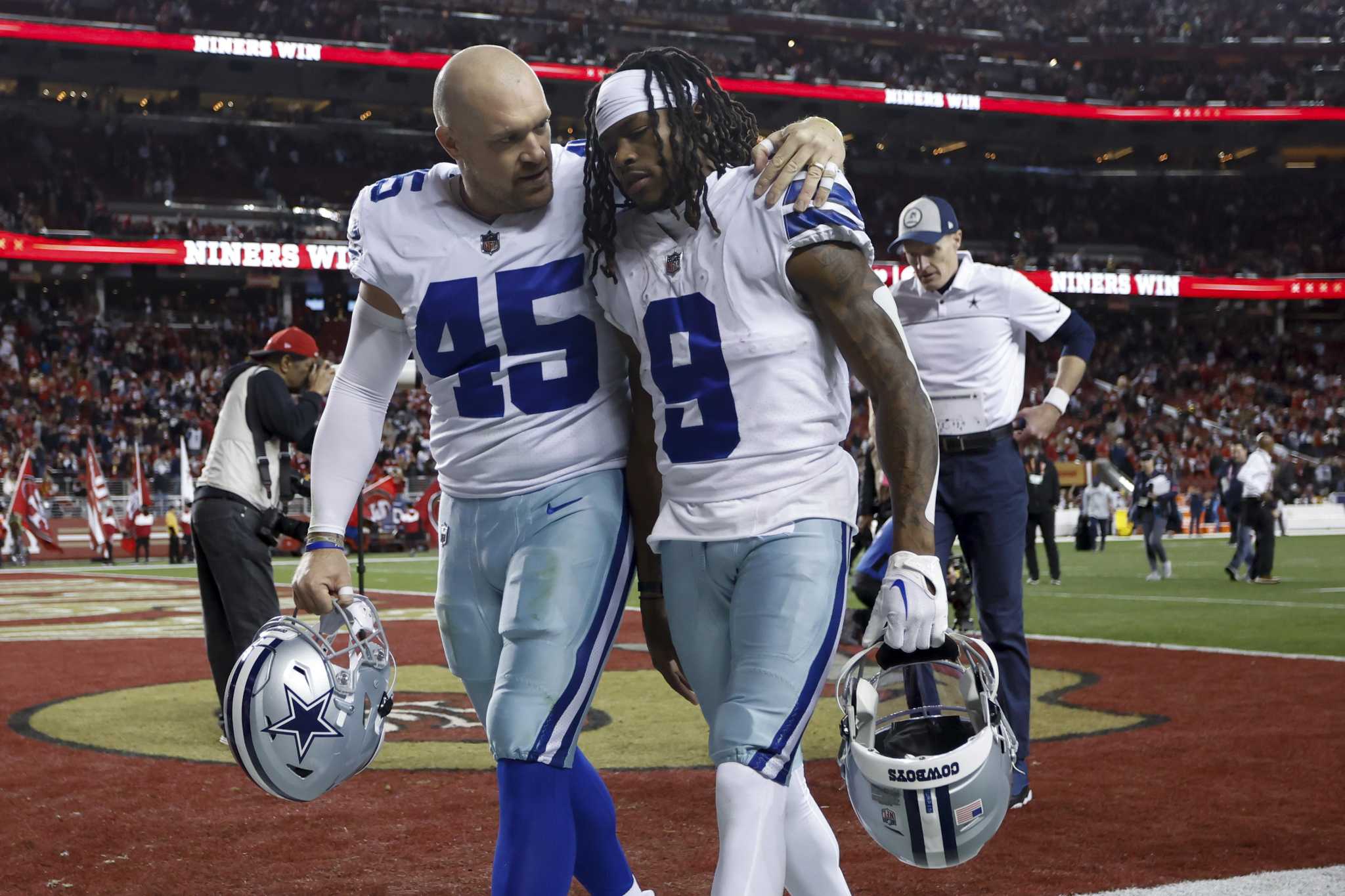 Dallas Cowboys long snapper Matt Overton (45) is seen on the sidelines  during an NFL football