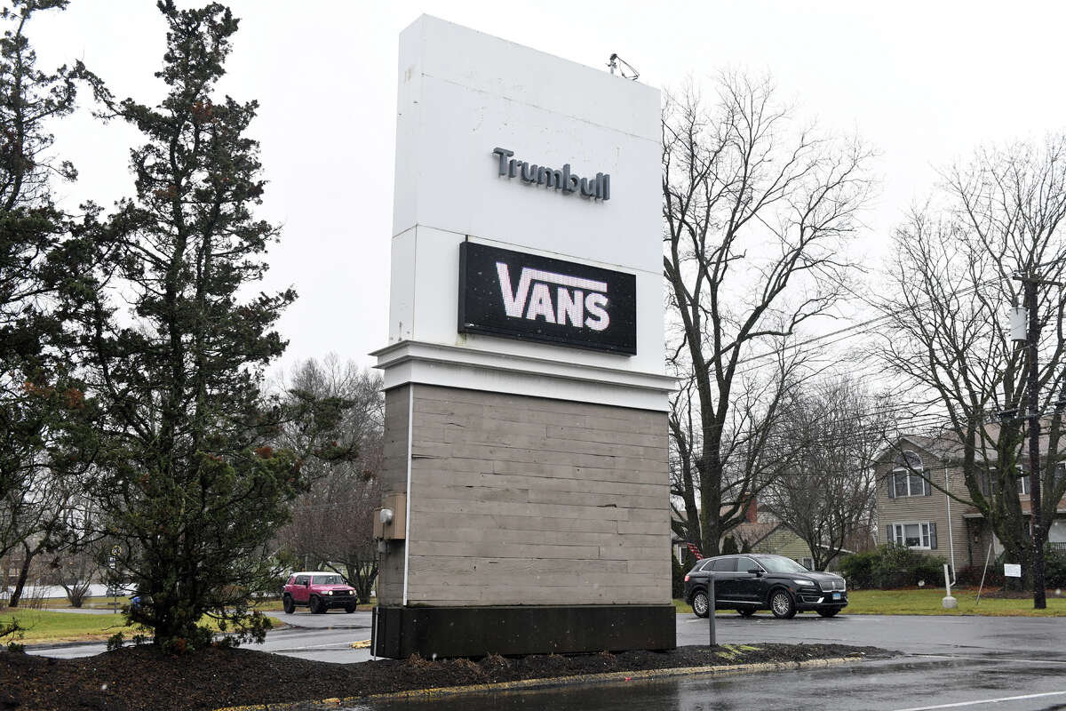 The Westfield name has been removed from signs and entrances at the shopping mall in Trumbull, Conn. Jan. 23, 2023.
