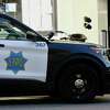 2023年1月21日星期六，加利福尼亚州旧金山，一辆旧金山警车停在Tenderloin车站附近。