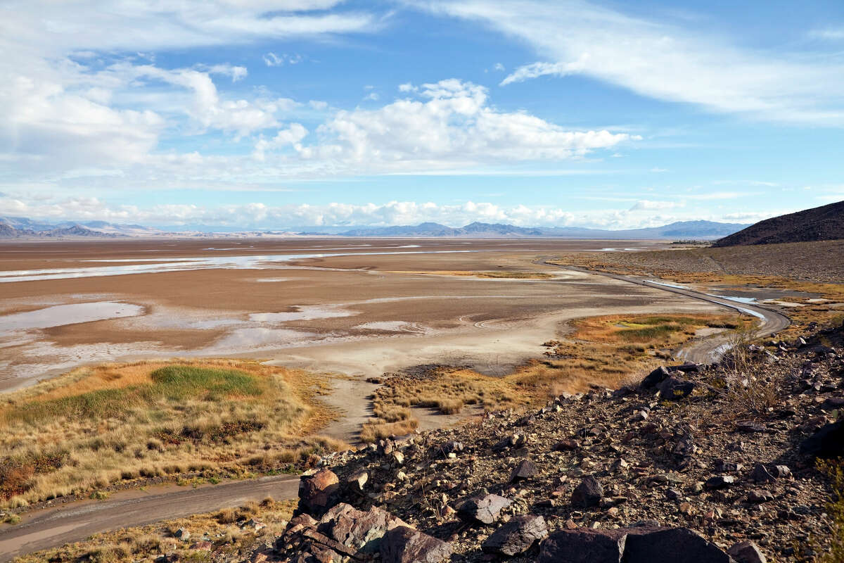 Dry lake bed in Zzyzx, Calif.