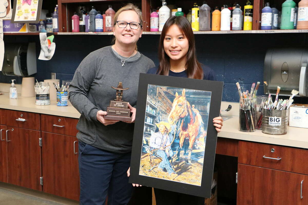Dawson High School art teacher, Teri Zuteck describes senior Gracin Nguyen as "one of the hardest working kids and has a work ethic out of this world." Nguyen won Best of Show in a Pearland ISD art exhibit on Jan. 19.