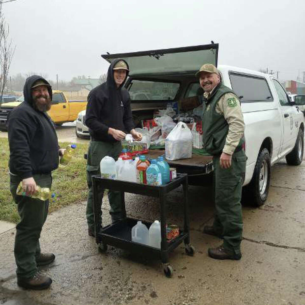 A polar plunge food drive has become an annual tradition and way for members of the Huron-Manistee National Forest Service to give to their communities. Above, staff with the Baldwin-White Cloud Ranger District dropped off food items to the Bread of Life pantry.