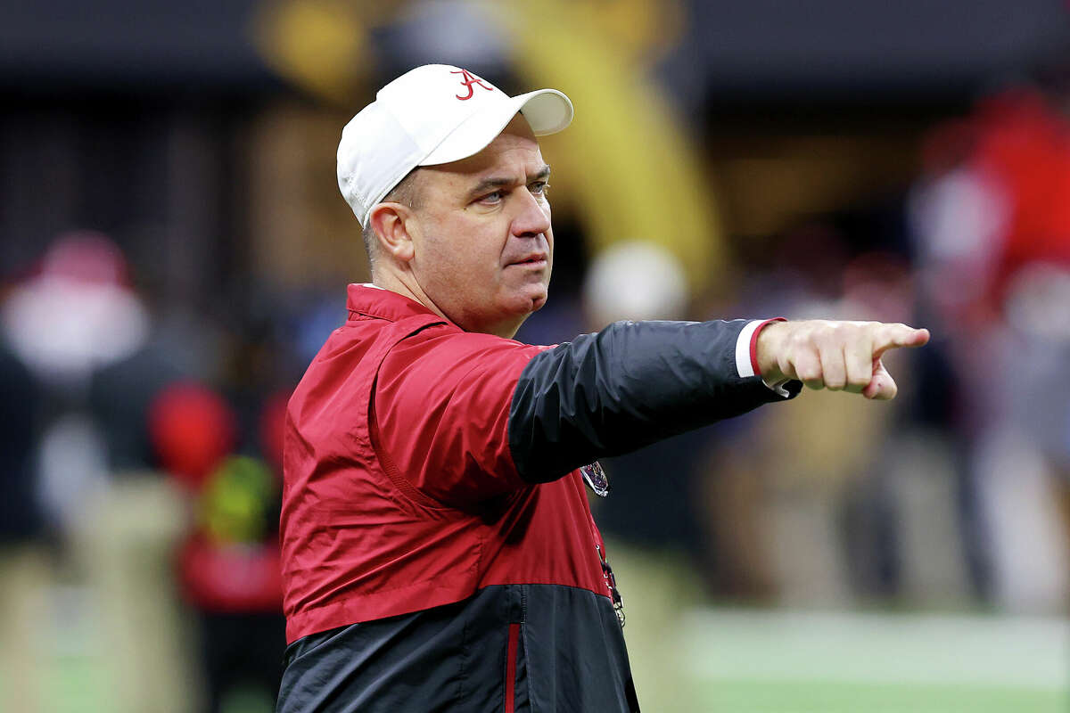 Alabama Crimson Tide Offensive Coordinator Bill O'Brien looks on prior to a game against the Georgia Bulldogs in the 2022 CFP National Championship Game at Lucas Oil Stadium on Jan. 10, 2022 in Indianapolis, Indiana.
