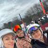 Cinthya Perez-Martel and Karen Garcia smile with a student on the ski trip from Ponus Ridge STEAM Academy on Jan 17, 2022. 