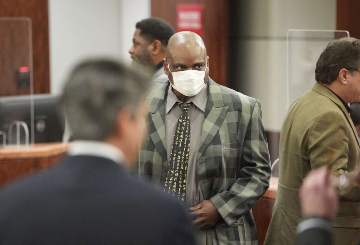 Former Houston Police officer Gerald Goines attends a hearing in 228th District Criminal Court on Tuesday, Jan. 24, 2023, at the Harris County Criminal Courthouse in Houston.