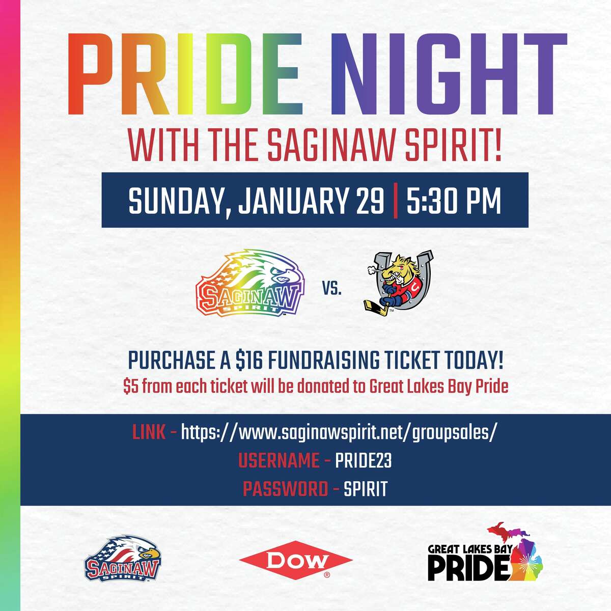 Pride night flyer.