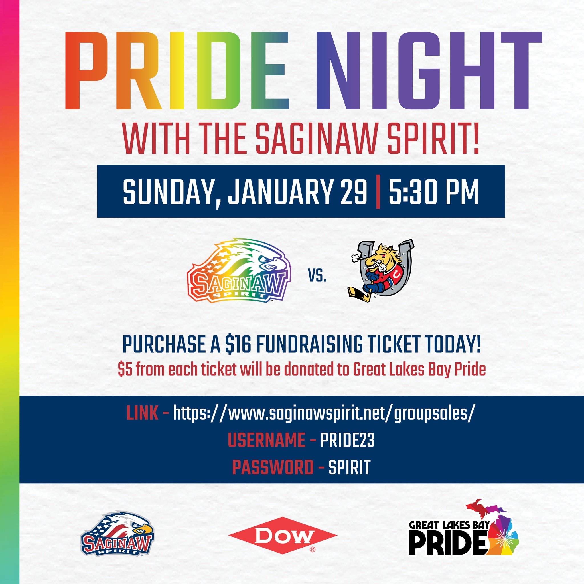 Saginaw Spirit to host second PRIDE Night on Sunday, Jan. 29