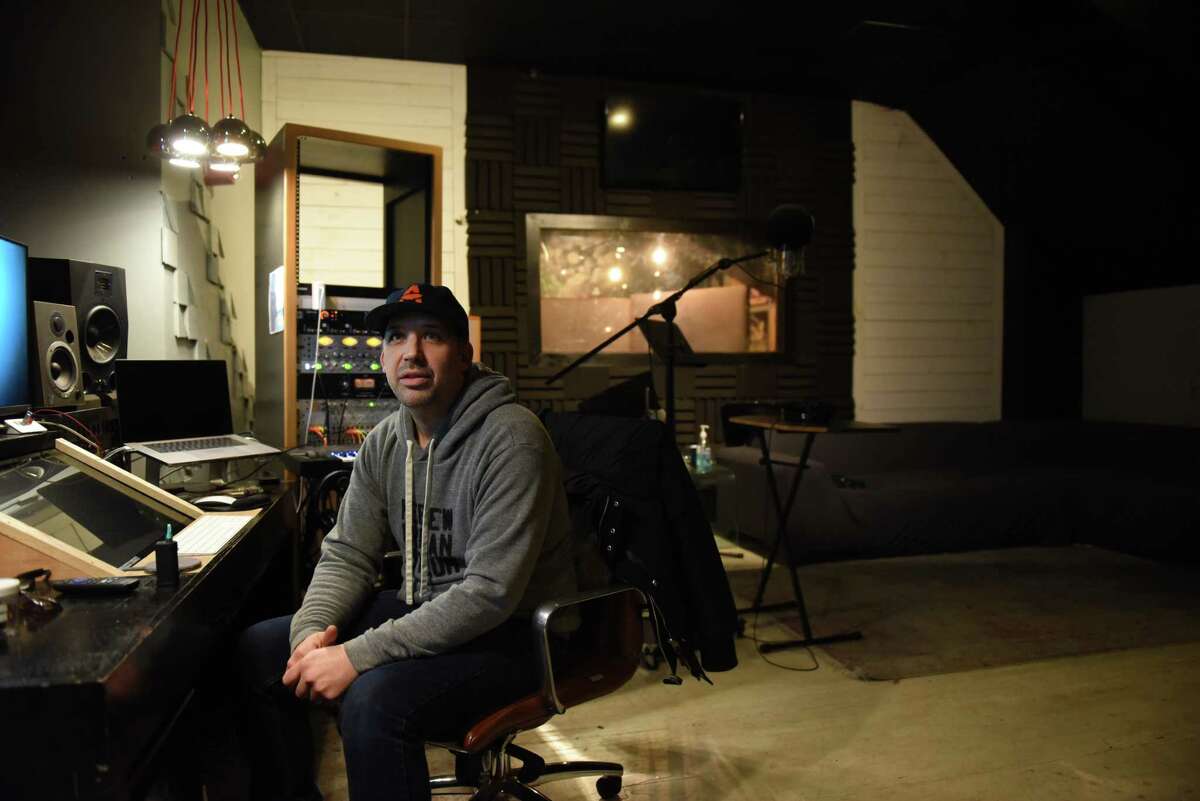 Joshua "Mirk" Mirsky is pictured at his recording studio on Tuesday, Jan. 24, 2023, at the Washington Ave. Armory in Albany, N.Y. Mirsky will soon be one of the first four recreational marijuana dispensary owners in the Capital Region.