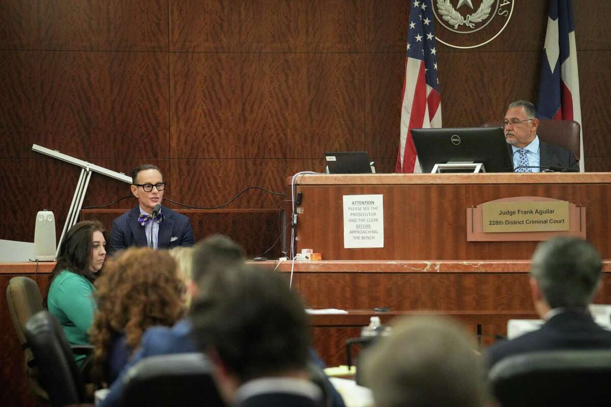 Jed Silverman testifies about pre-trial publicity regarding a case against former Houston Police officer Gerald Goines during a hearing in the 228th District Criminal Court on Tuesday, Jan. 24, 2023, at the Harris County Criminal Courthouse in Houston.