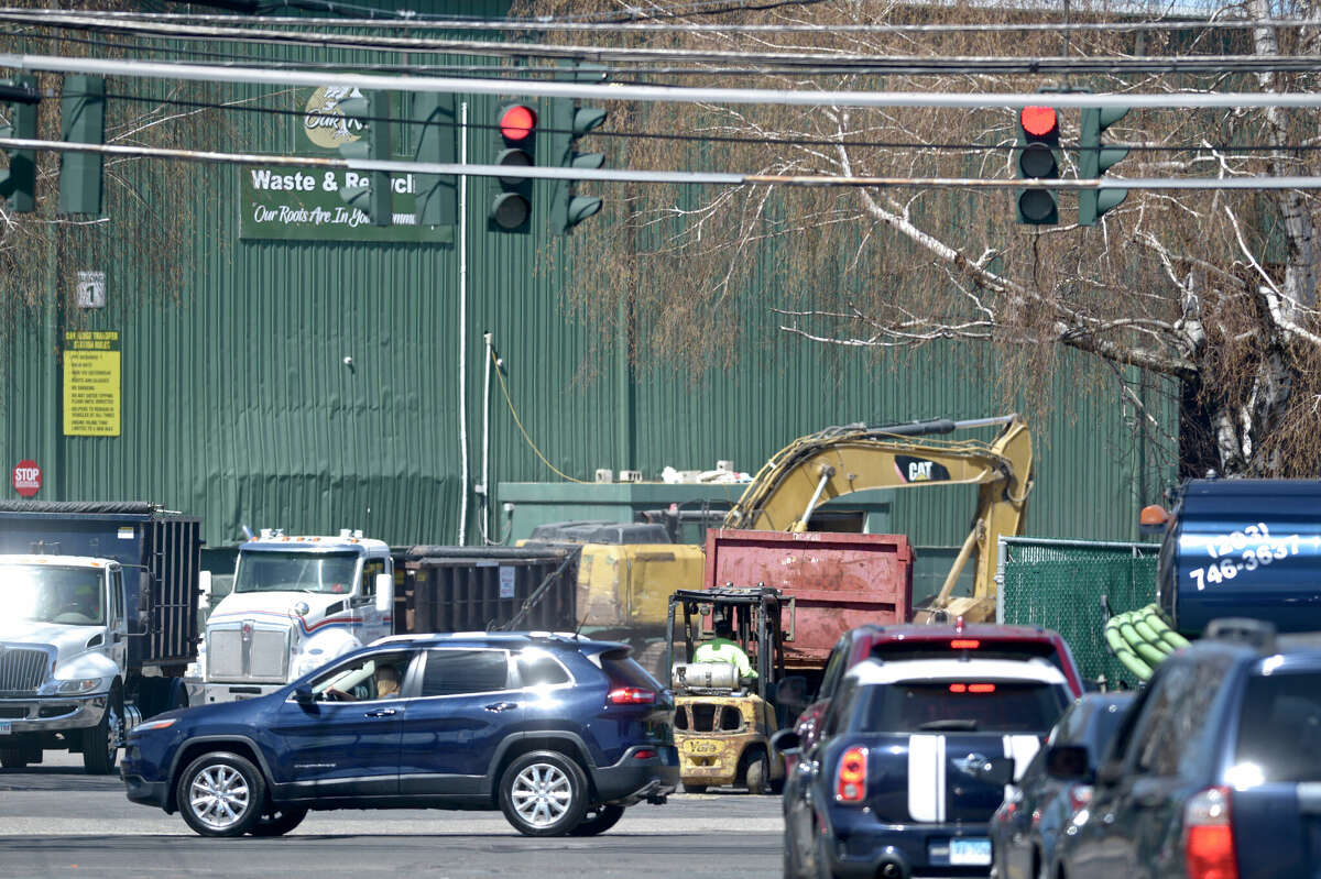 Traffic at the intersection of White Street and Byron Street. Thursday, April 8, 2021, in Danbury, Conn.