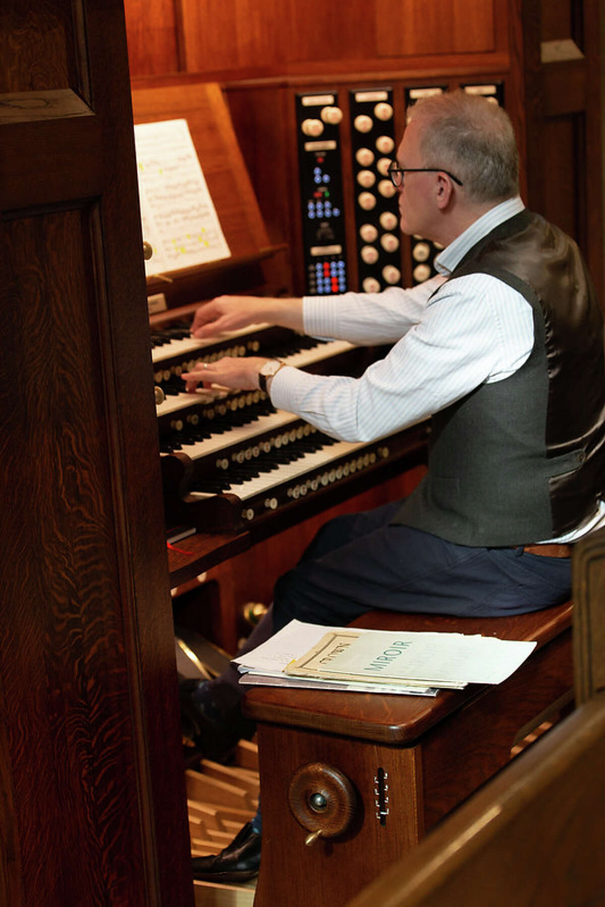 James O'Donnell, former Organist and Master of the Choristers at Westminster Abbey, plays the organ at Christ Church in Greenwich.