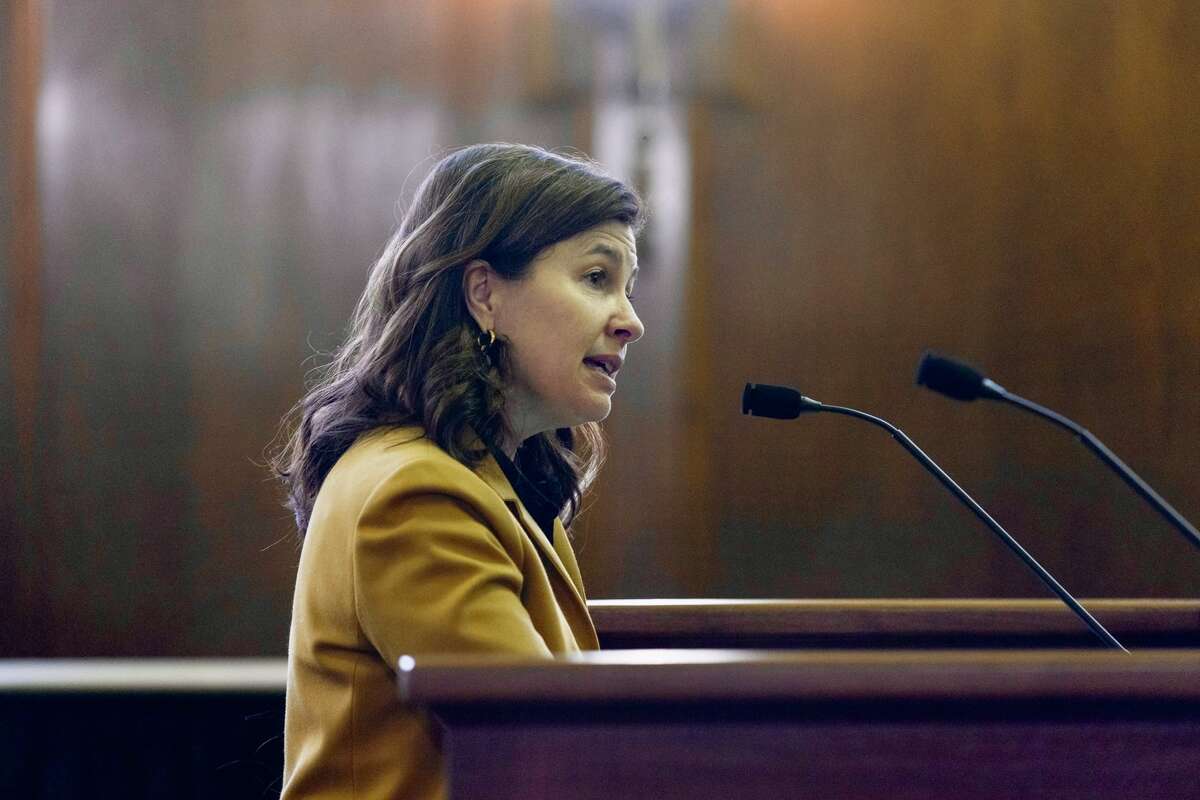 Sen. Kristen McDonald Rivet presents her EITC bill at the Senate Housing and Human Services Committee on Tuesday.